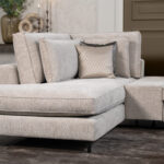 Glanzend grijze stof hoekbank