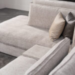 Grijze hoekbank stof