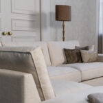 Hoekbank beige stof kussens los