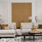 Hoekbank grijs stof met tussenstukje