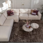 Unieke hoekbank beige stof