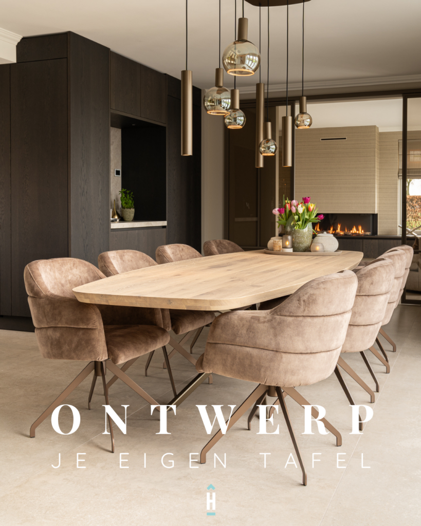 Stap 1: kies de vorm van uw eettafel in de 3D configurator van Whoon