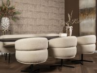 eetkamerstoel beige ronde vormen