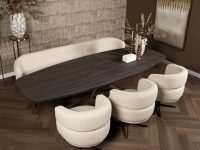 eetkamerstoel beige ronde vormen