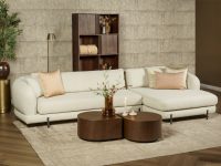 Beige hoekbank stof ronde hoeken