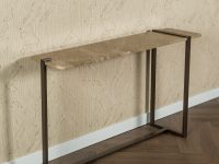 Sidetable marmer beige met metalen bruin onderstel