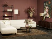 Beige stof hoekbank cilincer poten