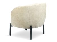 Beige stoffen fauteuil metalen poten zwart ronde rug