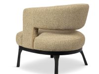 Beige stoffen fauteuil ronde rugleuning open