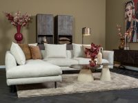 Beige stoffen hoekbank