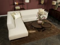 Beige stoffen hoekbank ligelement