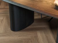 Ovaal ronde hoeken eettafel zwart eiken fineer, Brede ovale poot eettafel hout zwart
