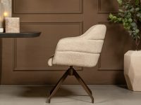 Bronze metalen poot eetkamerstoel beige stof