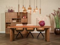 Ovaal organische eettafel bruin hout