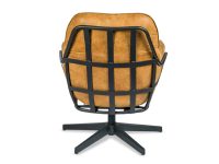 Bruin leren fauteuil met zwart metalen afwerking