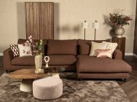 Bruin stoffen hoekbank