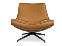 Cognac leer draaivoet fauteuil