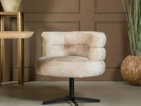 Draaibare stoel beige stof met ronden rugleuning