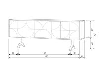 Dressoir donker bruin hout met gouden poot en patroon