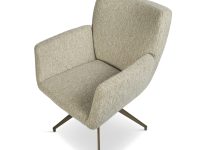 Eetkamerstoel beige armleuning met bruin brons onderstel