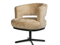 Eetkamerstoel beige rond draaivoet zwart metaal
