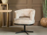 Eetkamerstoel beige stof met opening in de rugleuning