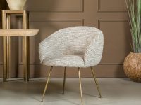 Eetkamerstoel rond beige gouden poten