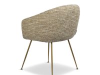 Eetkamerstoel rond beige stof gouden poten metaal