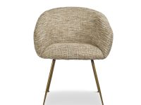 Eetkamerstoel rond stof beige