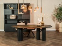 Eettafel eettafel ovaal eiken fineer zwart unieke poot