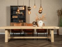 Eettafel hout naturel grof rechthoekig