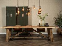 Eettafel landelijk hout bruin robuust