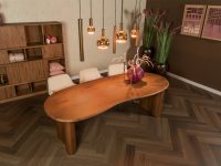 Eettafel organisch ovaal hout bruin