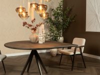 Eikenhout eettafel bruin druppelvormig