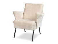 Fauteuil beige met armleuning zwart metalen poten