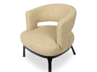 Fauteuil beige stof armleuning en ronde rugleuning