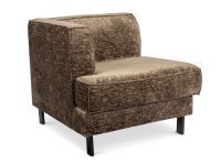 Fauteuil bruin stof met zwarte poten links