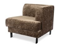 Fauteuil bruin stof met zwarte poten rechts