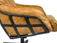 Fauteuil leer bruin frame metaal zwart