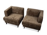Fauteuil links en rechts bruin stof met zwarte poten