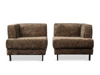 Fauteuil links en rechts bruin stof