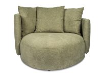 Fauteuil rond groen stof met rugkussens