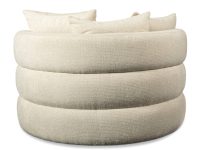 Fauteuil stof naturel beige draaibaar rugleuning met stiknaden