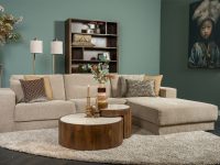 Grijs beige hoekbank stof