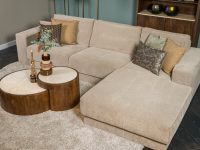Grijs beige stof hoekbank ligelement