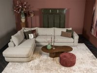Hoekbang beige liggedeelte stof