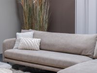 Hoekbank beige bruin stof