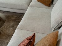 Hoekbank ligelement stof beige grijs