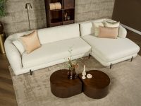 Hoekbank met breed liggedeelte beige atof