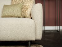 Hoekbank stof beige armeluning